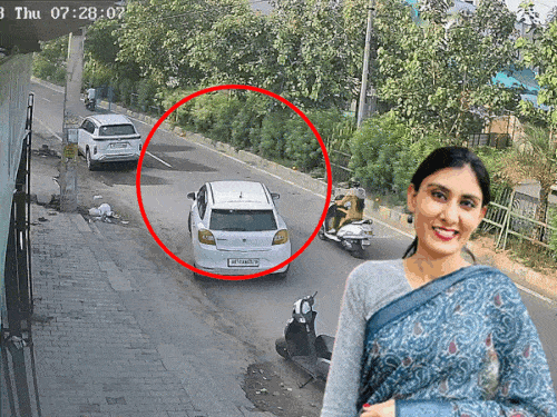 हरियाणा में स्टूडेंट ने महिला टीचर पर चढ़ाई कार, VIDEO:उछलकर सड़क पर गिरीं; स्कूटी से जा रही थीं स्कूल, छात्र टक्कर मारकर भागा 