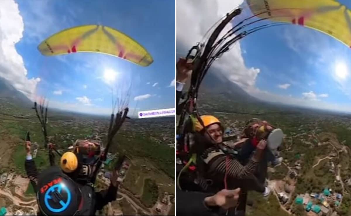 Paragliding करते हुए बंदा खुद को समझने लगा अमिताभ बच्चन, ड्रम बजाकर चिल्लाते हुए गाया गाना 