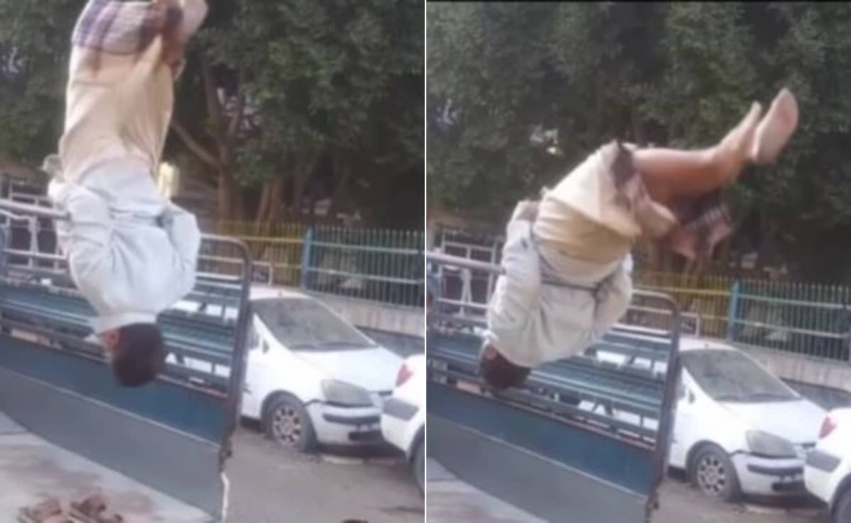टेम्पो पर लटक कर चाचा ने हवा में किया ऐसा कारनामा, हैरान हो जाएंगे जिम करने वाले, यूजर्स बोले – ये देसी घी का कमाल है 